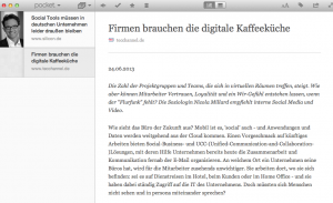 Einfaches Layout auch zum Offline-Lesen Bild: Screenshot Pocket App for Mac