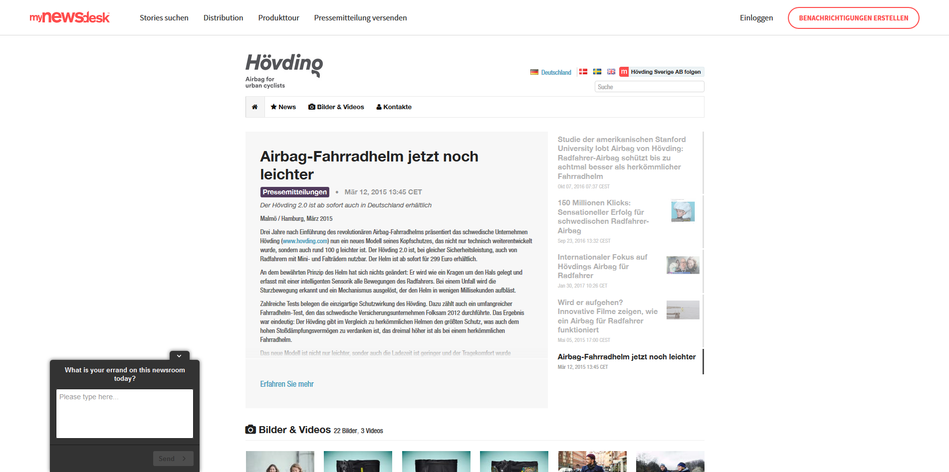 Mynewsdesk Hövding Newsroom